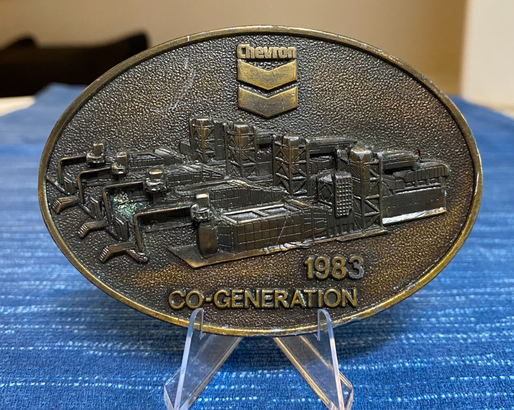 Vtg 1983 Cymric 36W Oilfield Kern County CA Cogen Chevron Brass Belt Buckle Gas